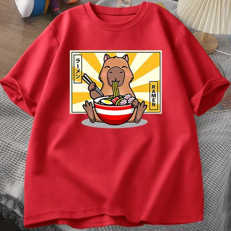 Capybara Cotton T-shirt Men's Clothing Oversized