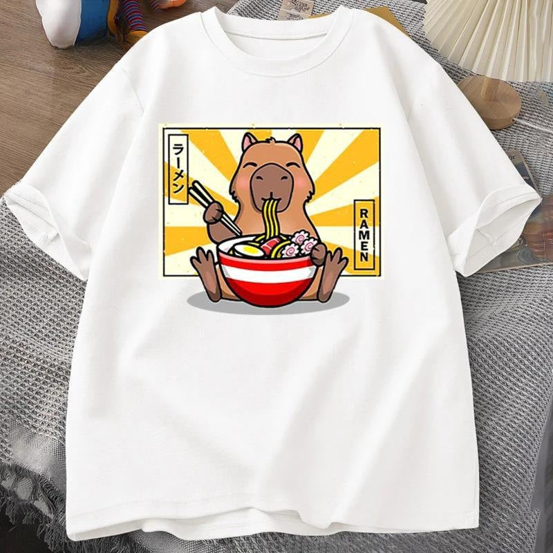 Capybara Cotton T-shirt Men's Clothing Oversized