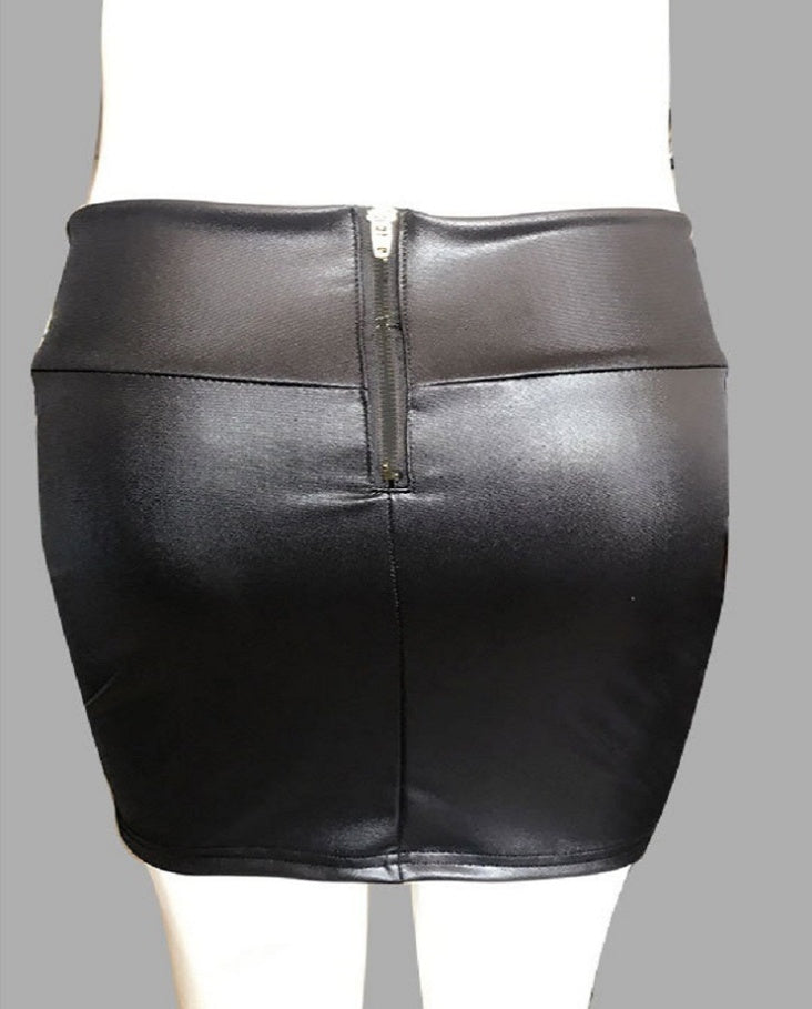 Explosion models high waist bag hip half-length leather skirt with zipper imitation leather skirt large size women's clothing