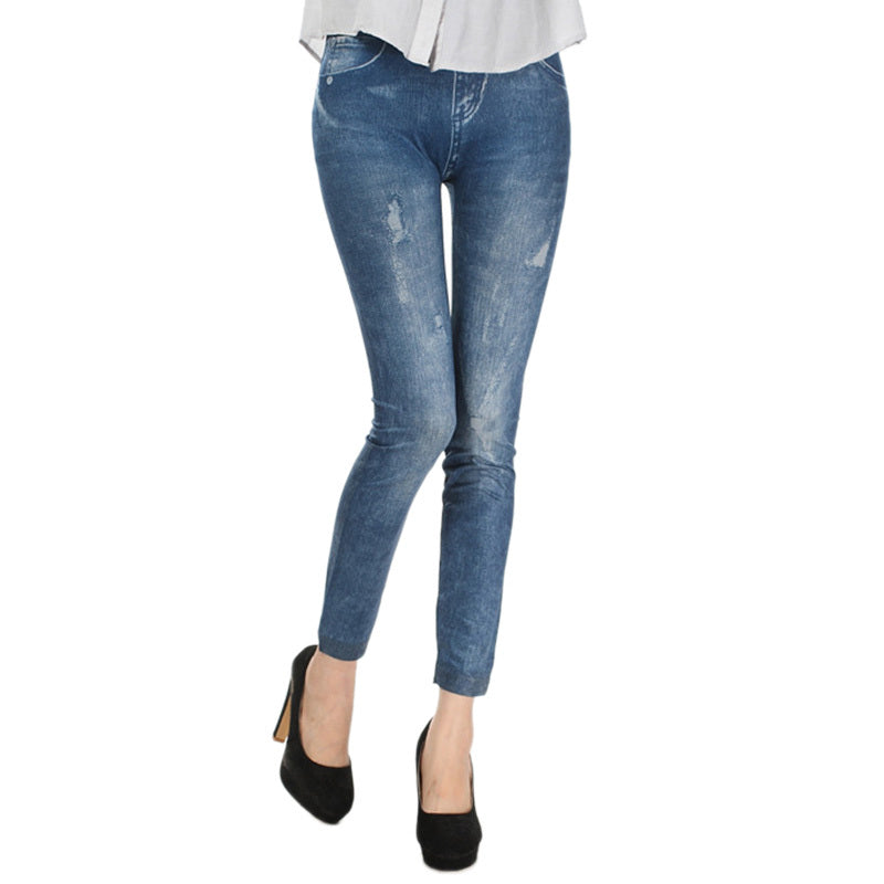 Skinny nine-point denim leggings