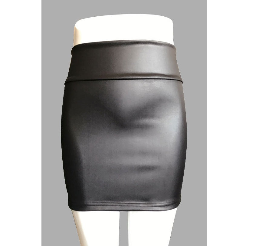 Explosion models high waist bag hip half-length leather skirt with zipper imitation leather skirt large size women's clothing