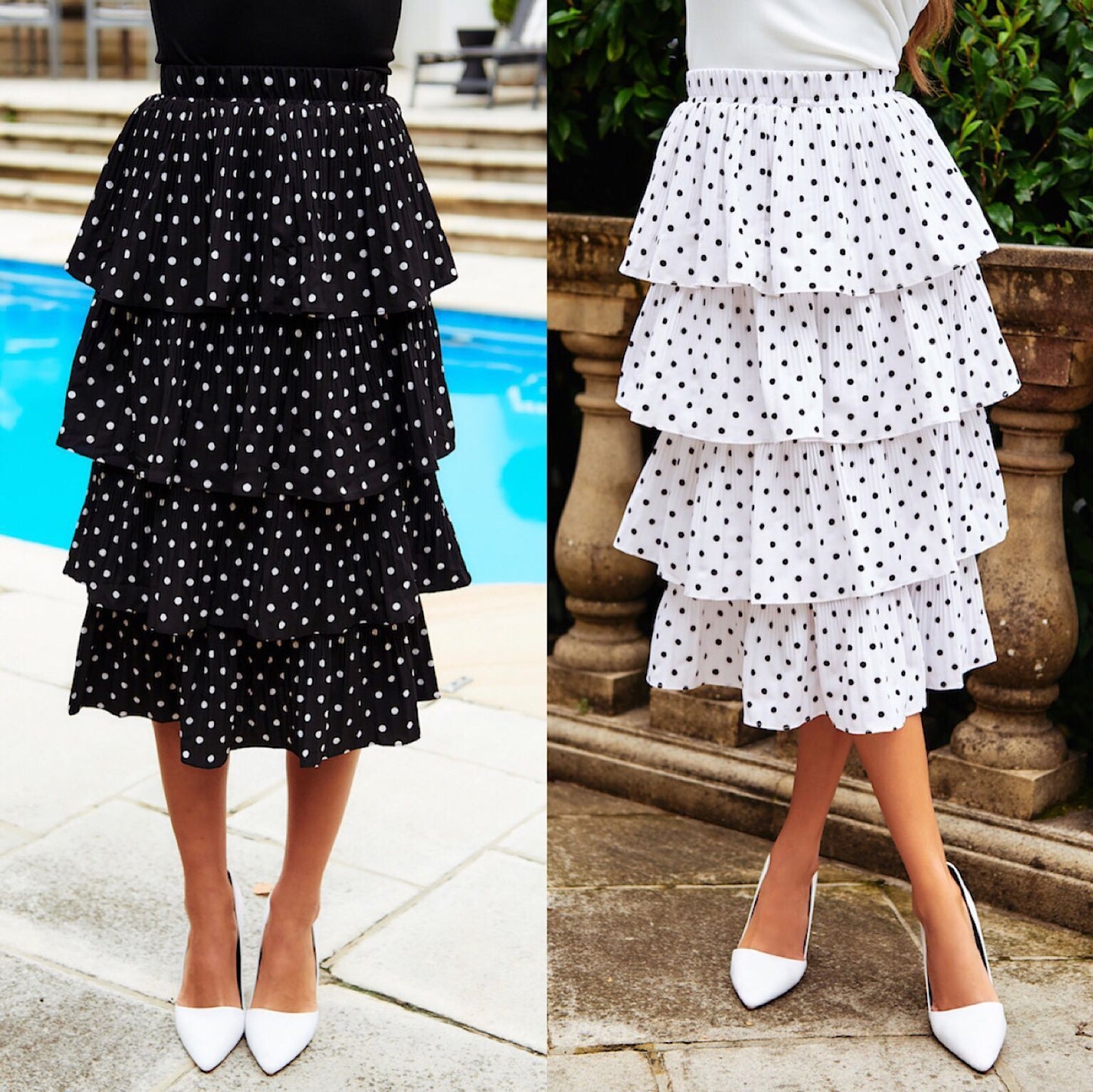 Polka Dot Folded Cake Skirt