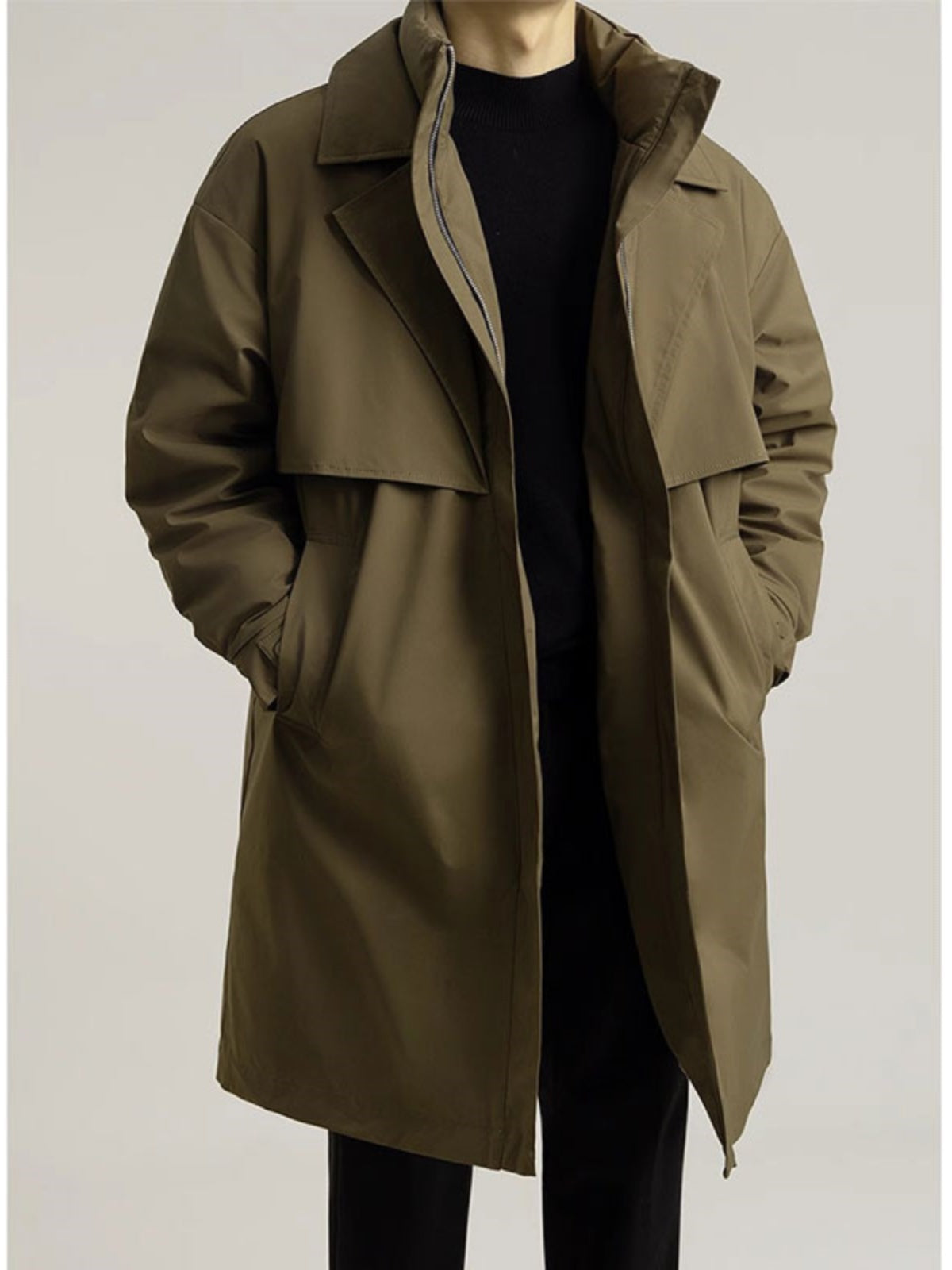 Winter Mid-length Lapel Trench Coat Korean Style