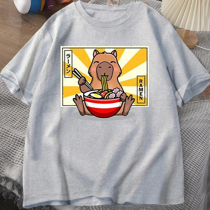 Capybara Cotton T-shirt Men's Clothing Oversized