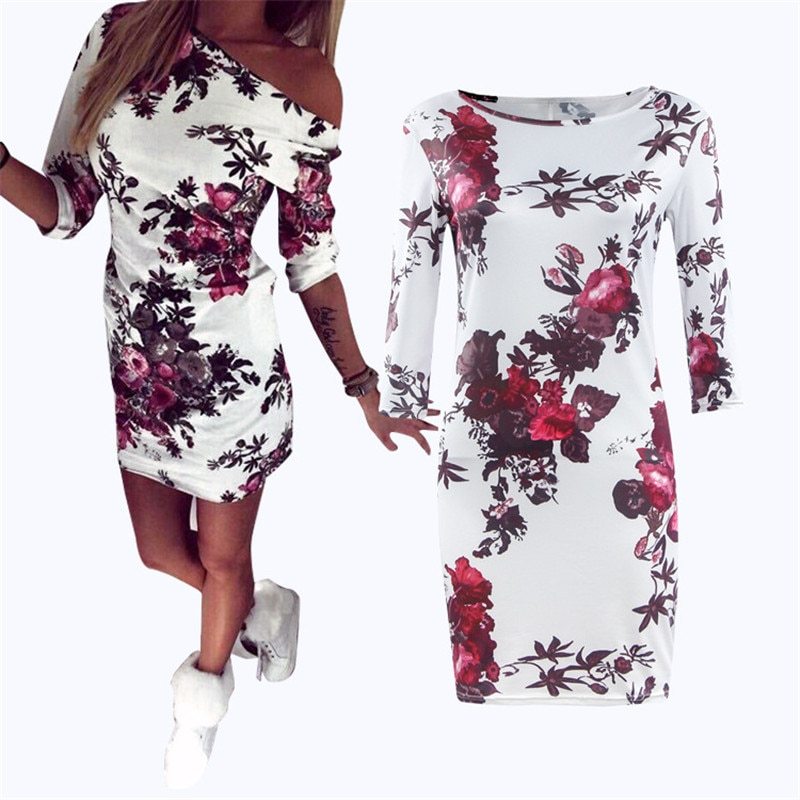 Round Neck Sleeve Women's Printed Hair Dress