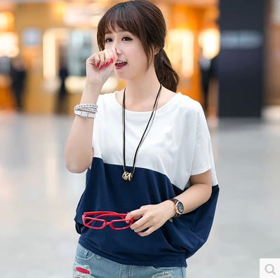 Summer Korean version of the large size women's loose ladies short-sleeved women's T-shirt bat shirt student summer jacket