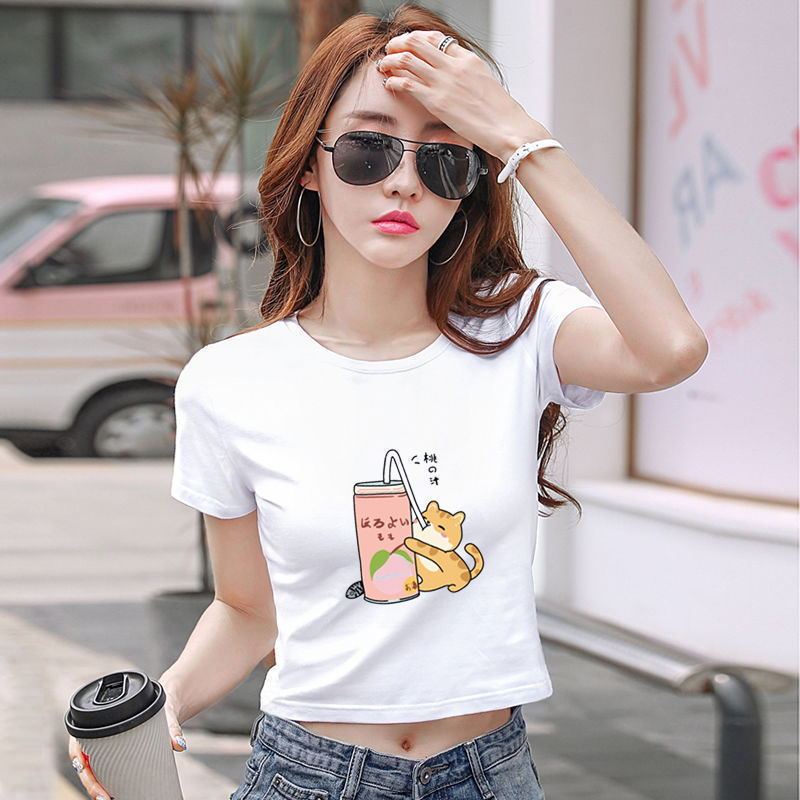 Women's Loose Fashion White Short Sleeve T-Shirt