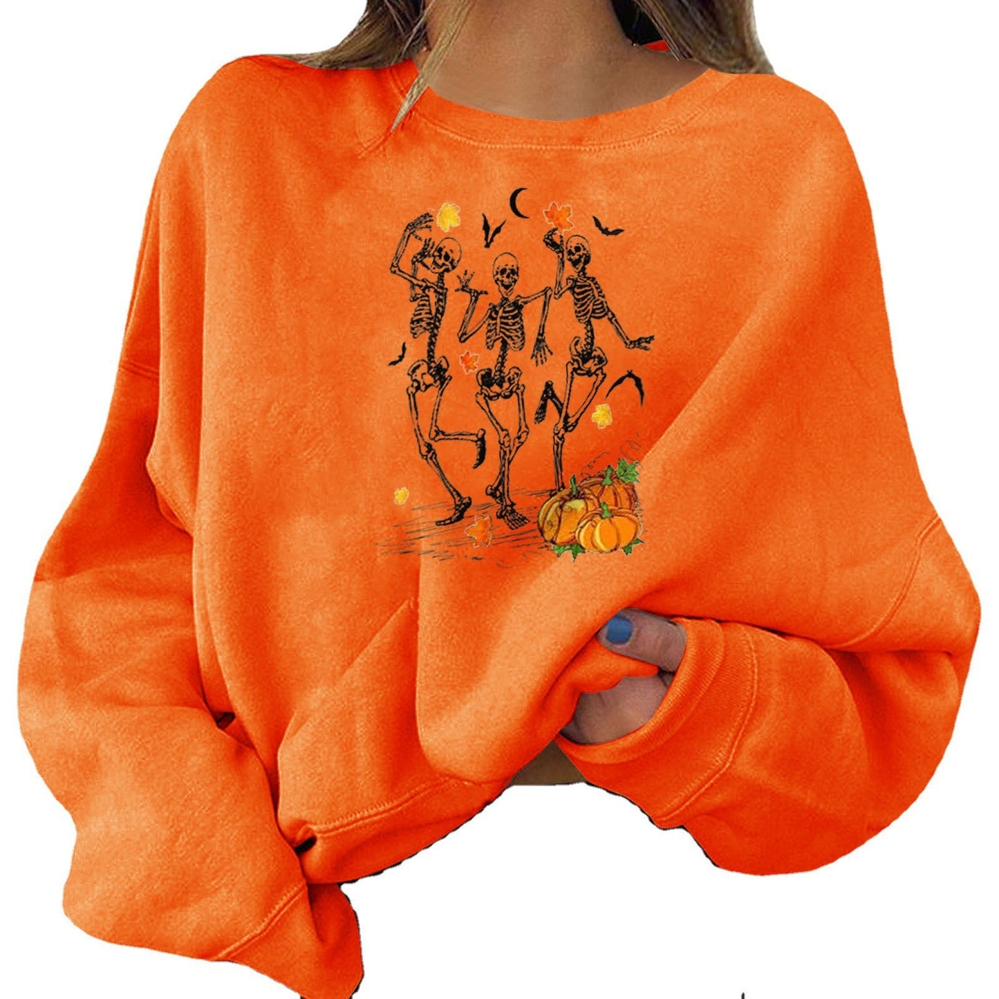 Female Halloween Printed Crew Neck Sweatshirt