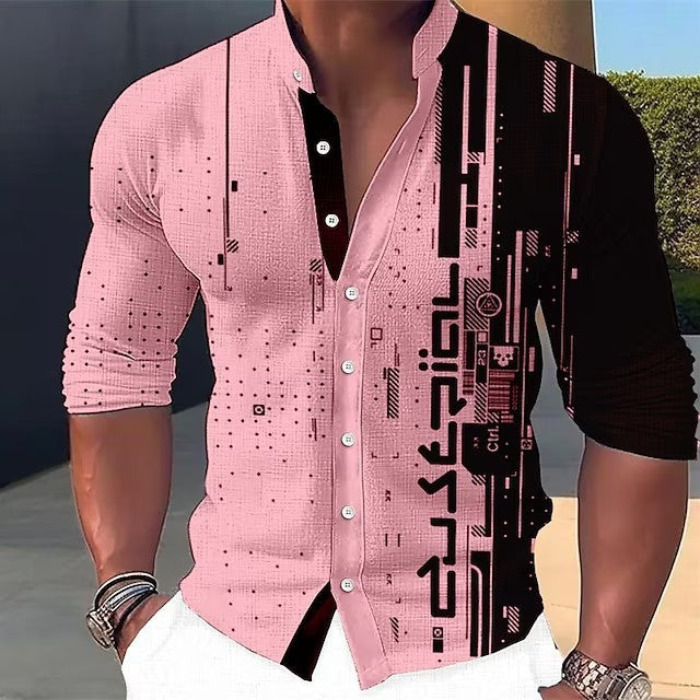 Men's Dizzy Multicolor 3D Digital Printed Round Neck Long Shirt