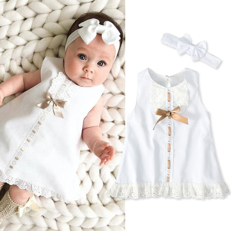 Girls baby sleeveless bow skirt