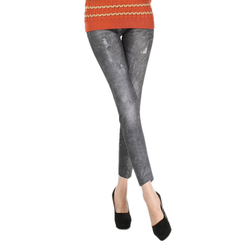 Skinny nine-point denim leggings