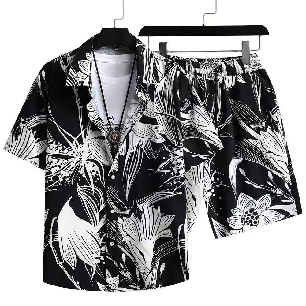 Men's Casual Suit 3D Digital Printing Short Sleeve Shirt Hawaii Suit