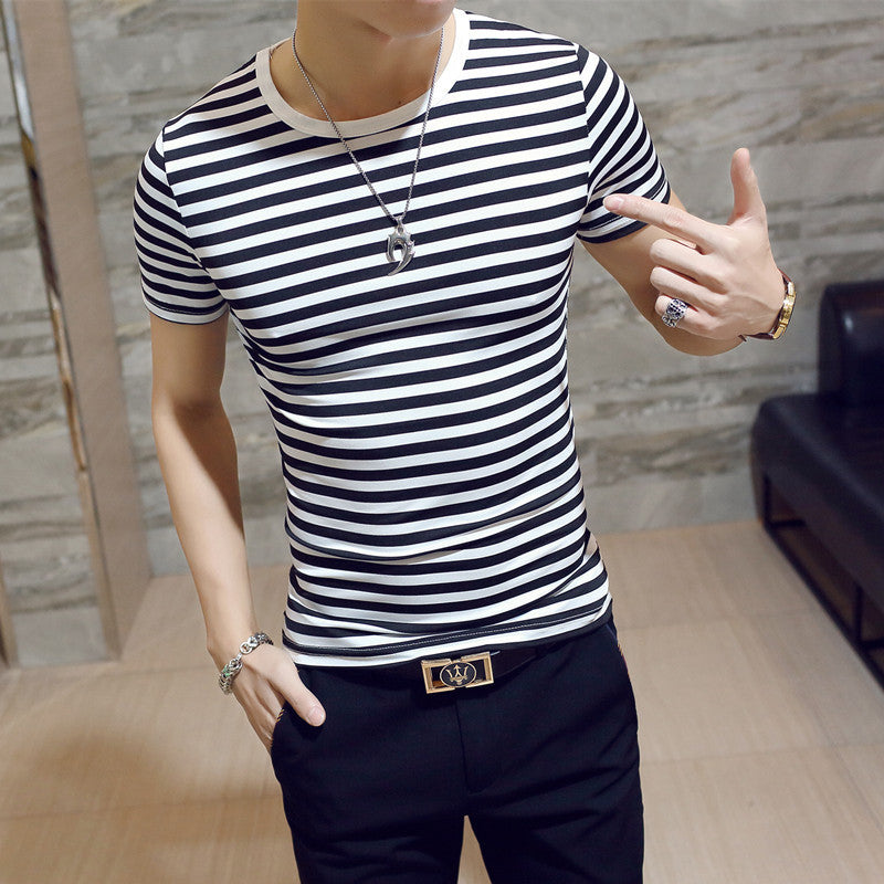 Korean men's striped t-shirt