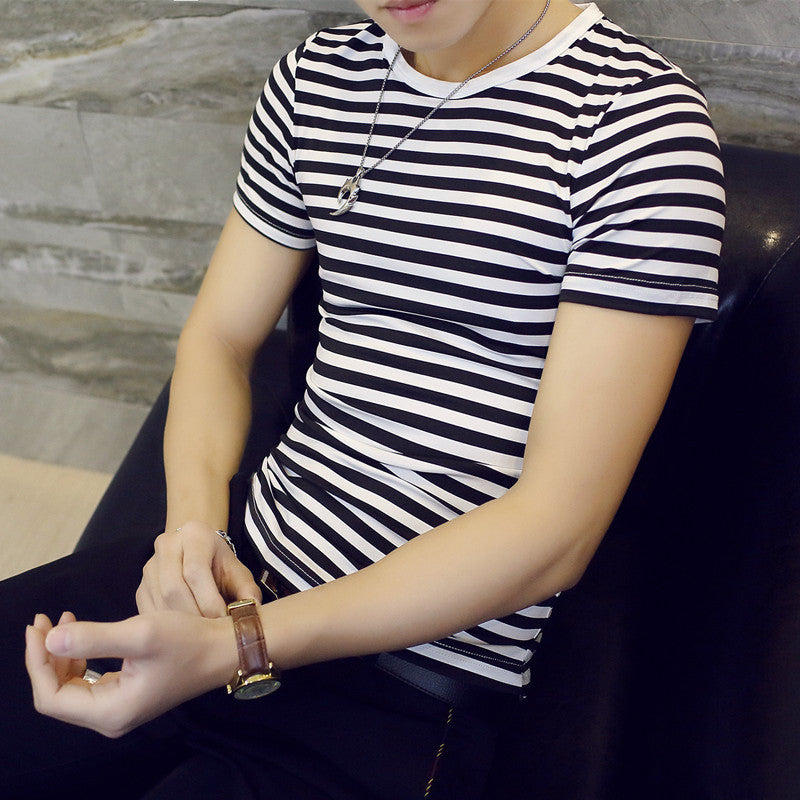 Korean men's striped t-shirt