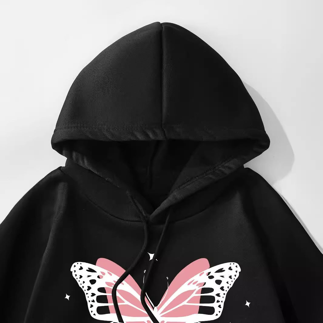 Female Butterfly Be Yourself Printed Women's Hooded Sweater