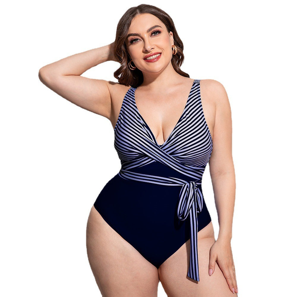 Women's Simple Casual Printed Sports One-piece Swimsuit