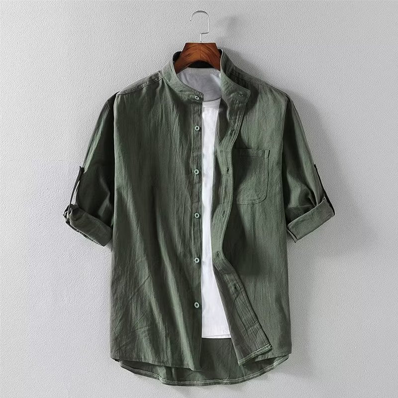 Summer Linen Shirt Men's Short Sleeve