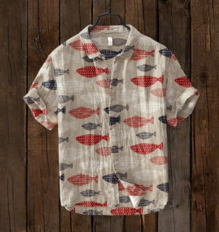 New Casual Printed Hawaiian Shirt Men