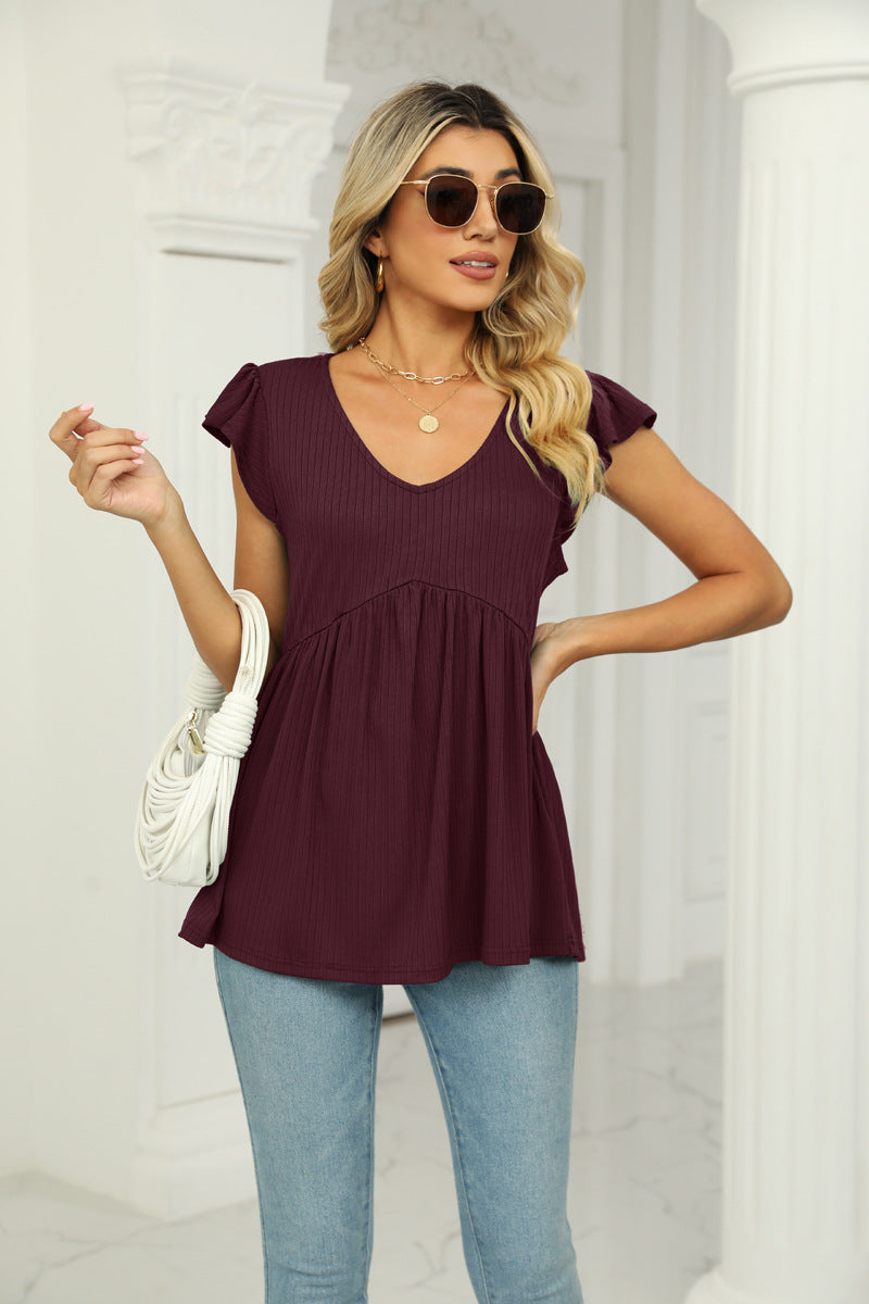 Solid Color And V-neck Pullover Sleeveless Top