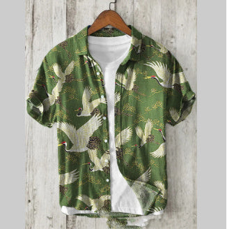 New Casual Printed Hawaiian Shirt Men