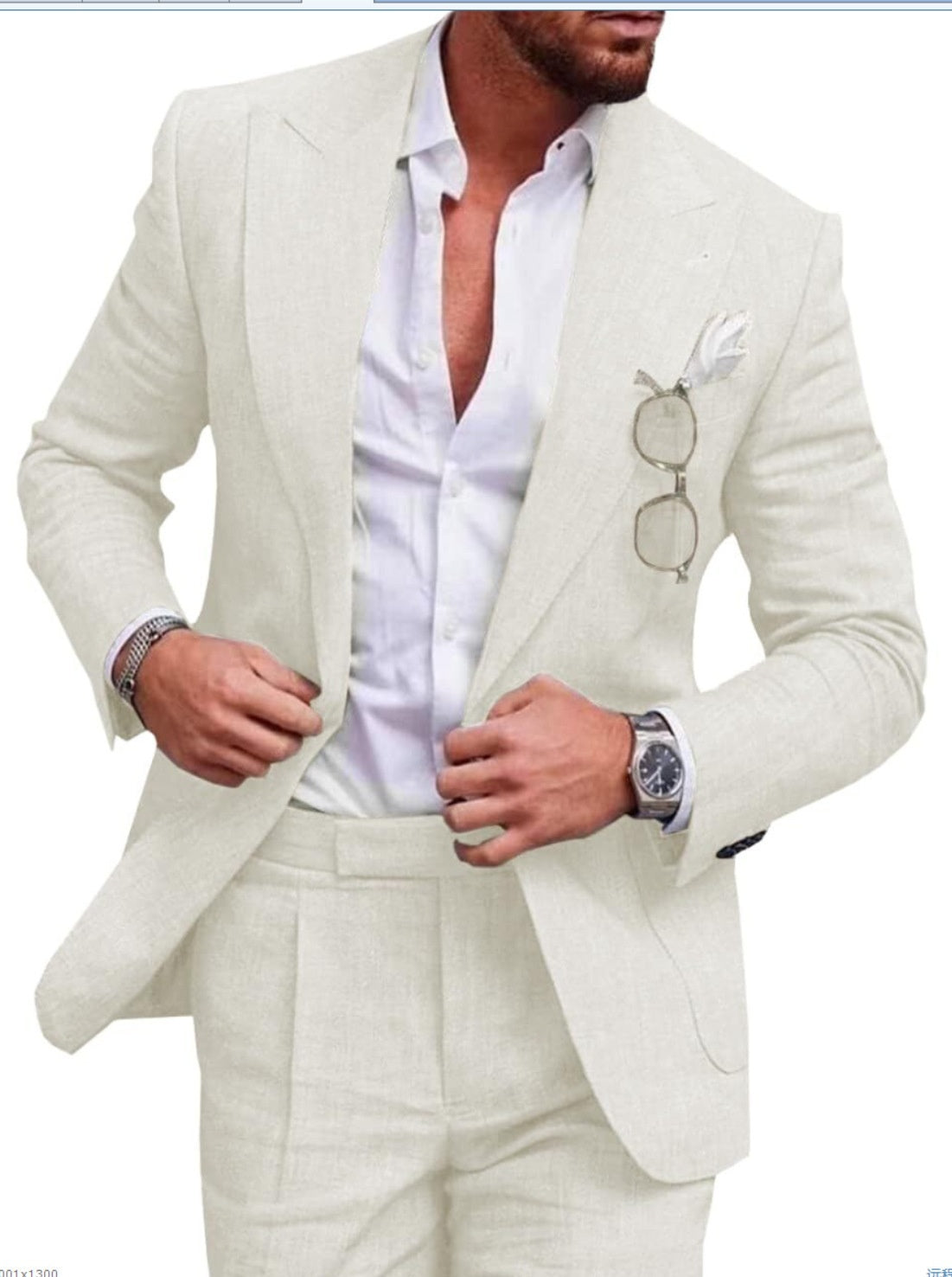 Men's Large Single Row One Button Solid Color Suit Two-piece Set