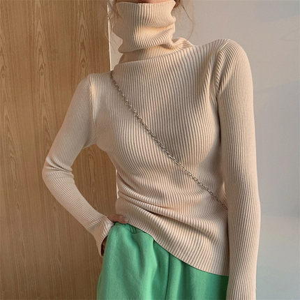 Women's High Collar Thickened Pullover Sweater Knitted Bottoming Shirt