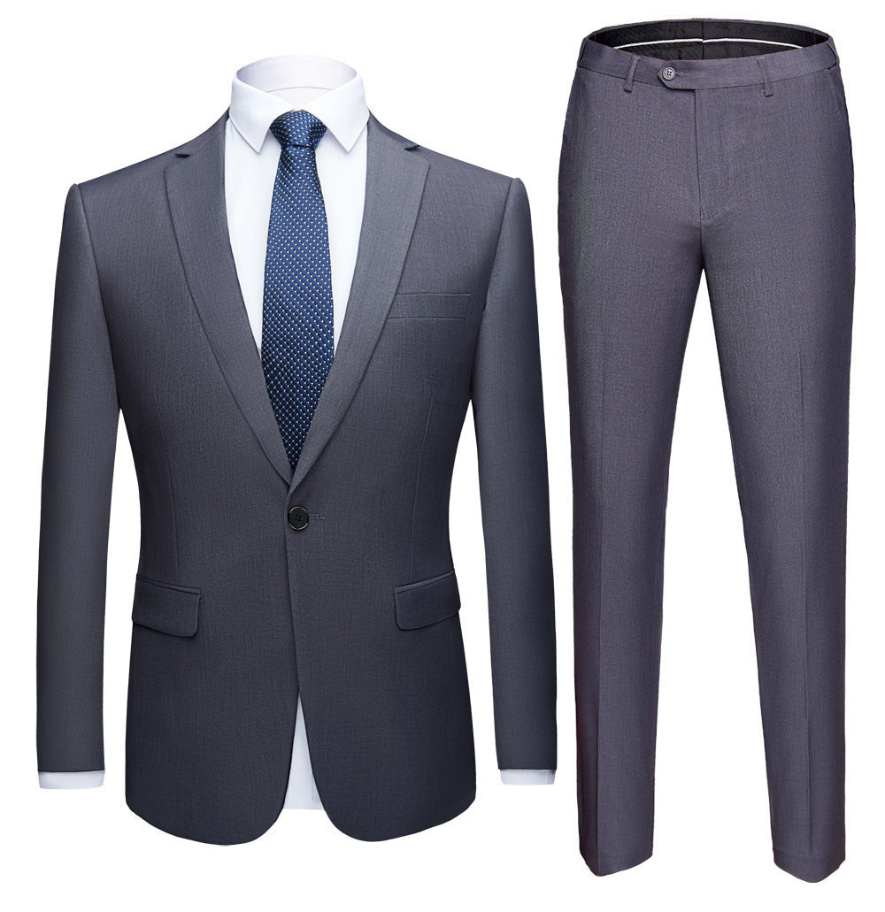 Solid Color Two-piece Plus Size Men's Suit