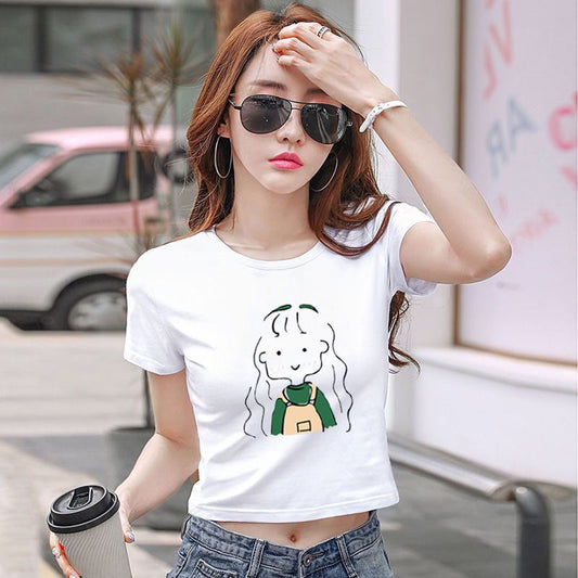 Women's Loose Fashion White Short Sleeve T-Shirt