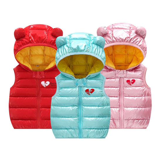 Children Warm Down Vest Autumn Baby Boys Girls Sleeveless Waistcoat Kids Outerwear Vests Children Hooded Jackets