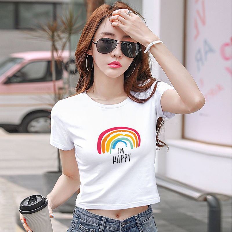 Women's Loose Fashion White Short Sleeve T-Shirt