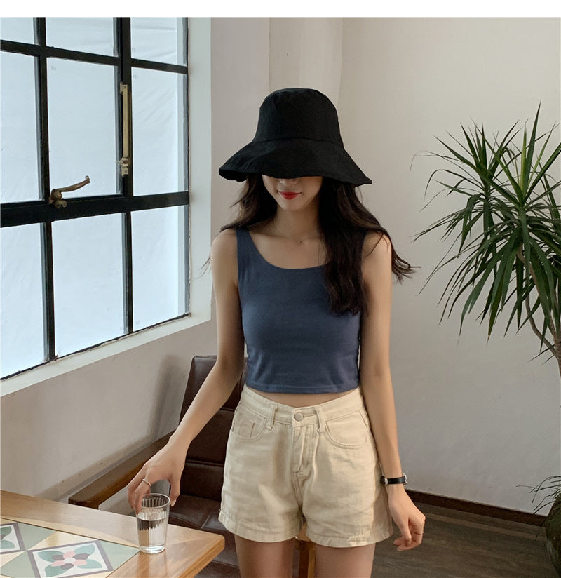 Beauty Back Outer Vest Short Small Sling Female Summer New Korean Style Black Inner Base