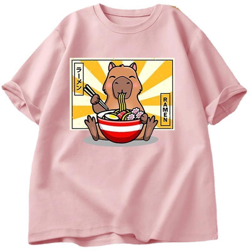 Capybara Cotton T-shirt Men's Clothing Oversized