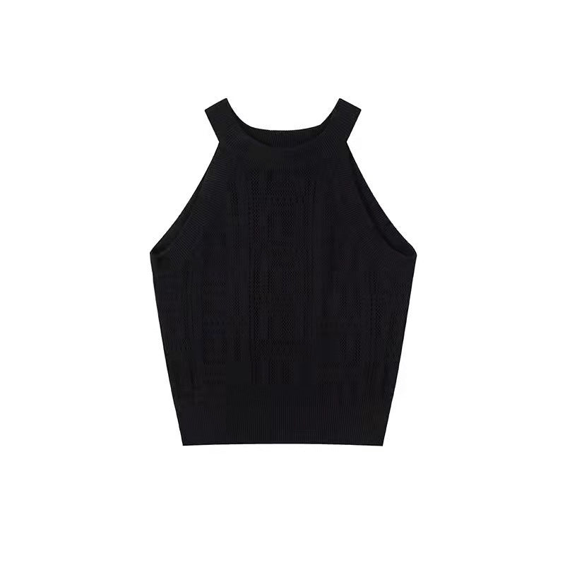 Lazy Presbyopia Three-dimensional Hollow Knit Halter Vest Ladies