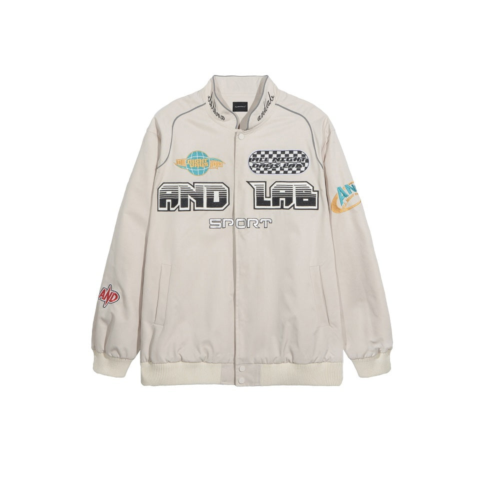 Vintage Letter Embroidered Racing Jacket Couples