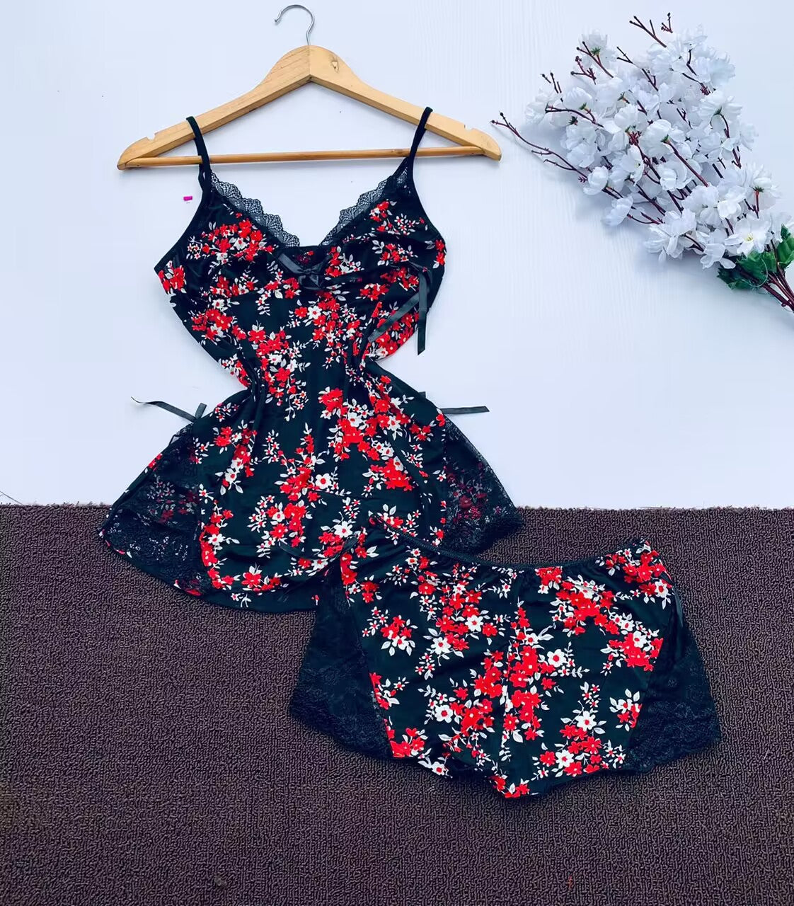 Printed Sexy Slip Nightdress Suit