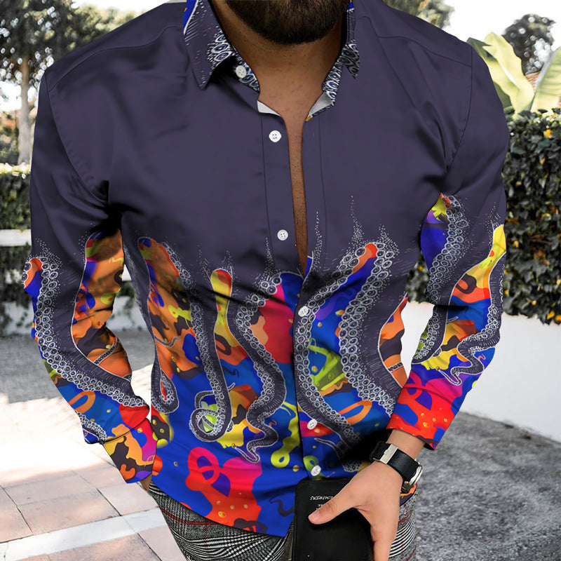 3D Printed Skull Shirt Men's Button Cardigan