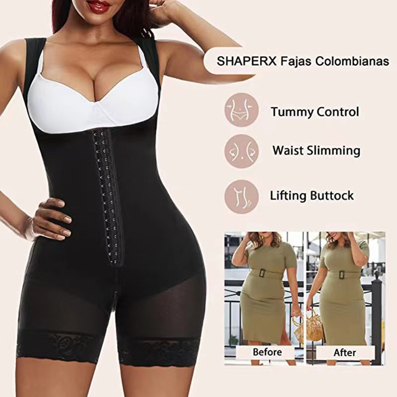 Belly Shaping Jumpsuit Crotch Zipper