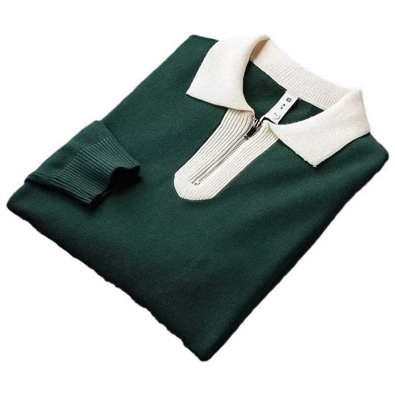 Trendy Brand Men's Lapel Slim Polo Collar Sweater