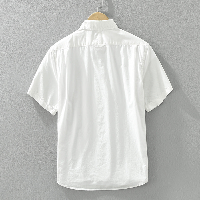 Japanese Style Simple Color Matching Short Sleeve Shirt