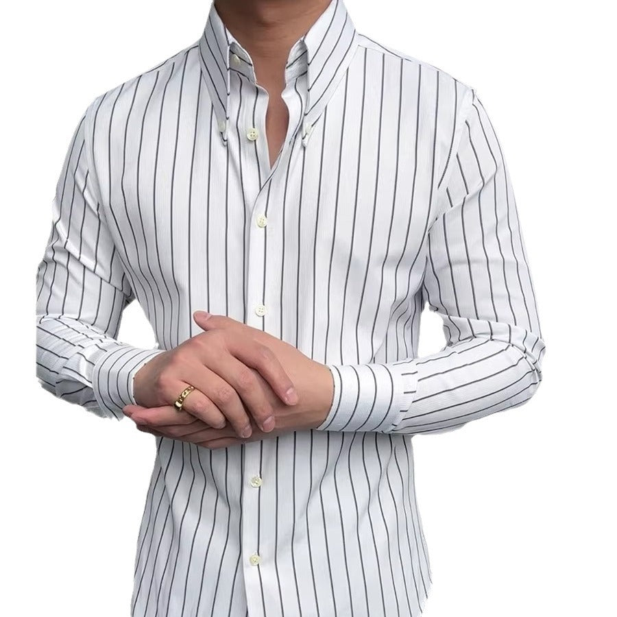 Spring Leisure Business Long Sleeve Striped Shirt Men