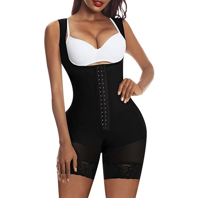 Belly Shaping Jumpsuit Crotch Zipper