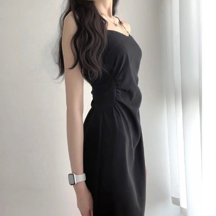 Black Camisole Dress Waist Slimming High-grade