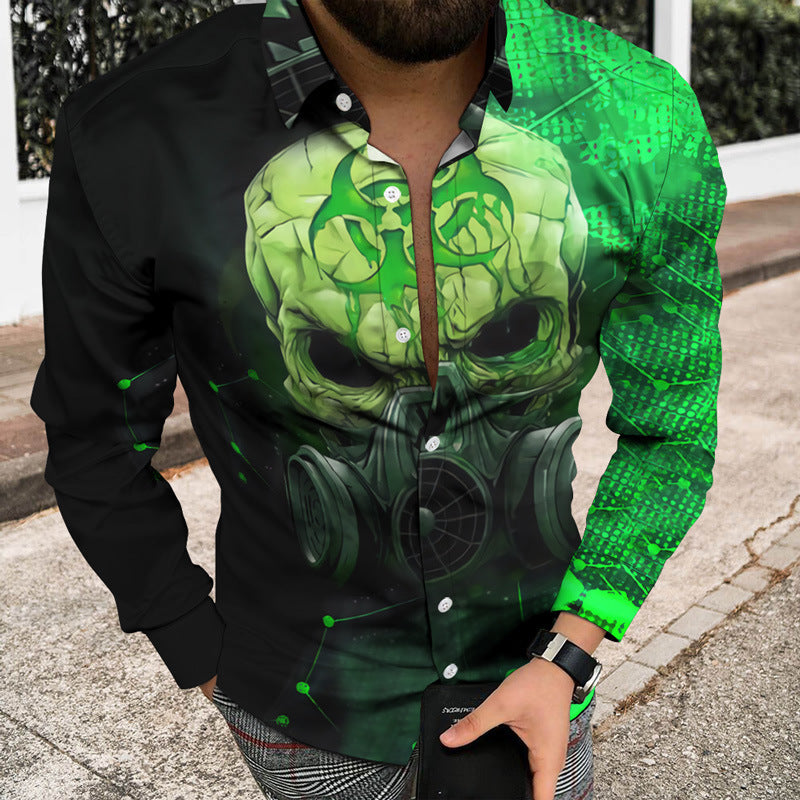 3D Printed Skull Shirt Men's Button Cardigan