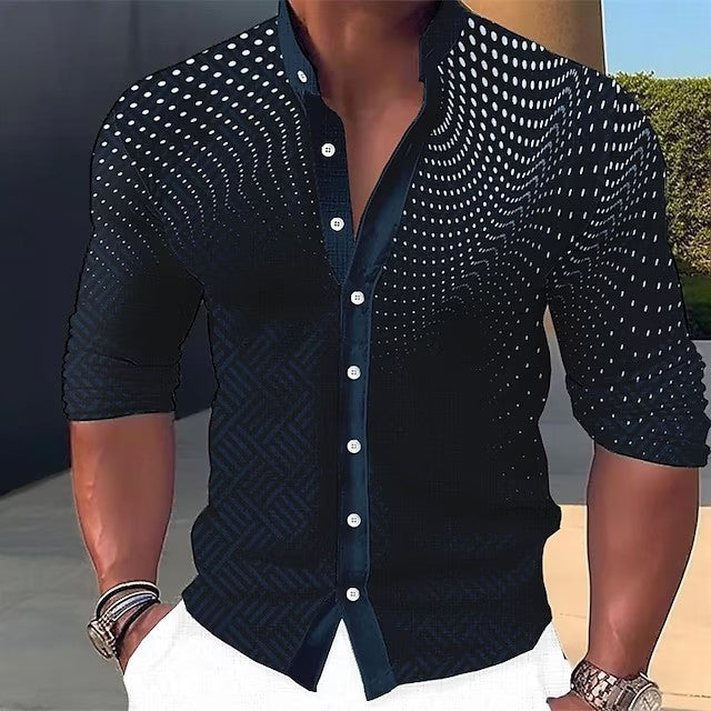 Men's Dizzy Multicolor 3D Digital Printed Round Neck Long Shirt