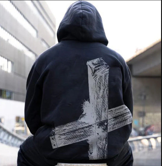 Men's Brushed Hoody Cross Print