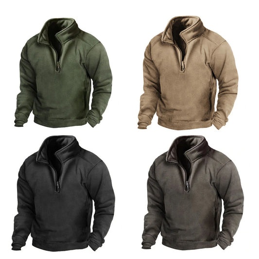 Men's V-neck Button Sweater Fleece Warm Tactical