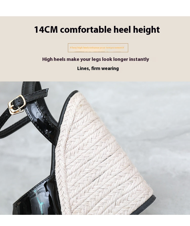 Women's Fashion Super High Wedge Platform Platform Platform Ankle-strap Open Toe High Heels