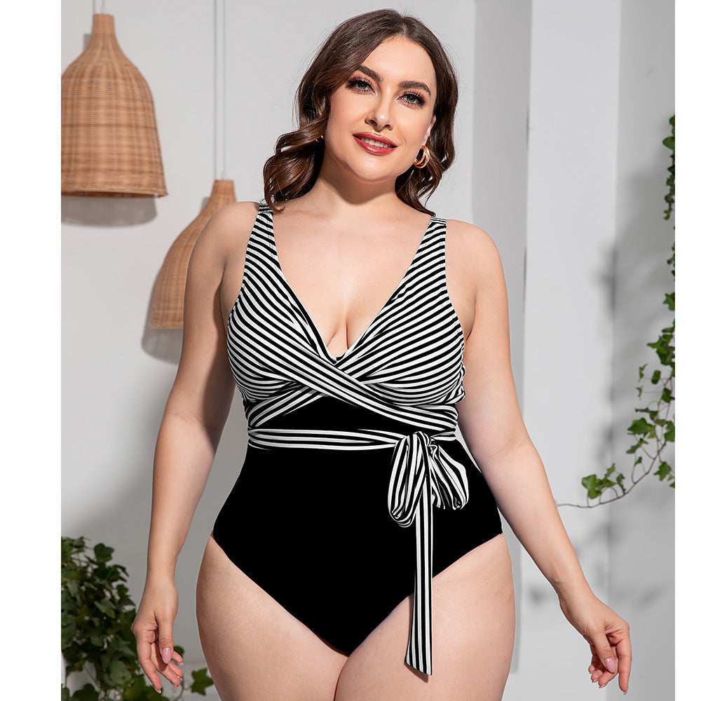 Women's Simple Casual Printed Sports One-piece Swimsuit