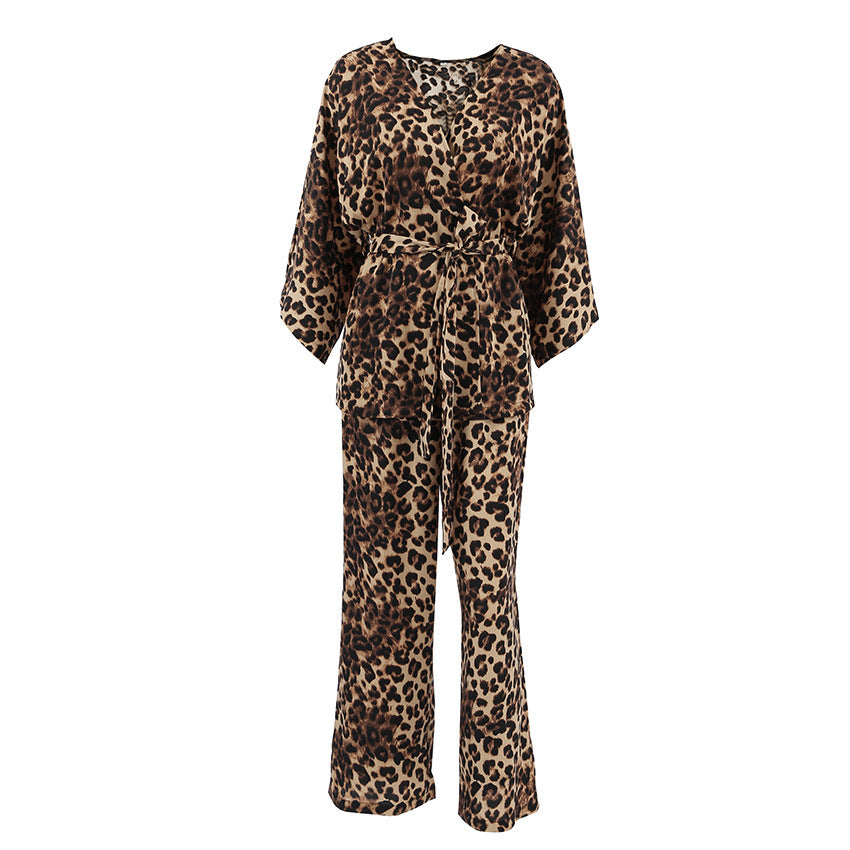 Women's Leopard Print Loose And Breathable Pajama Set