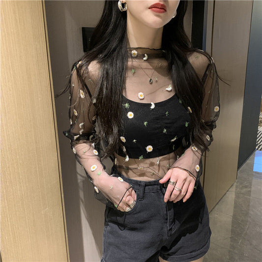 Long Sleeved Embroidered Women's Blouse